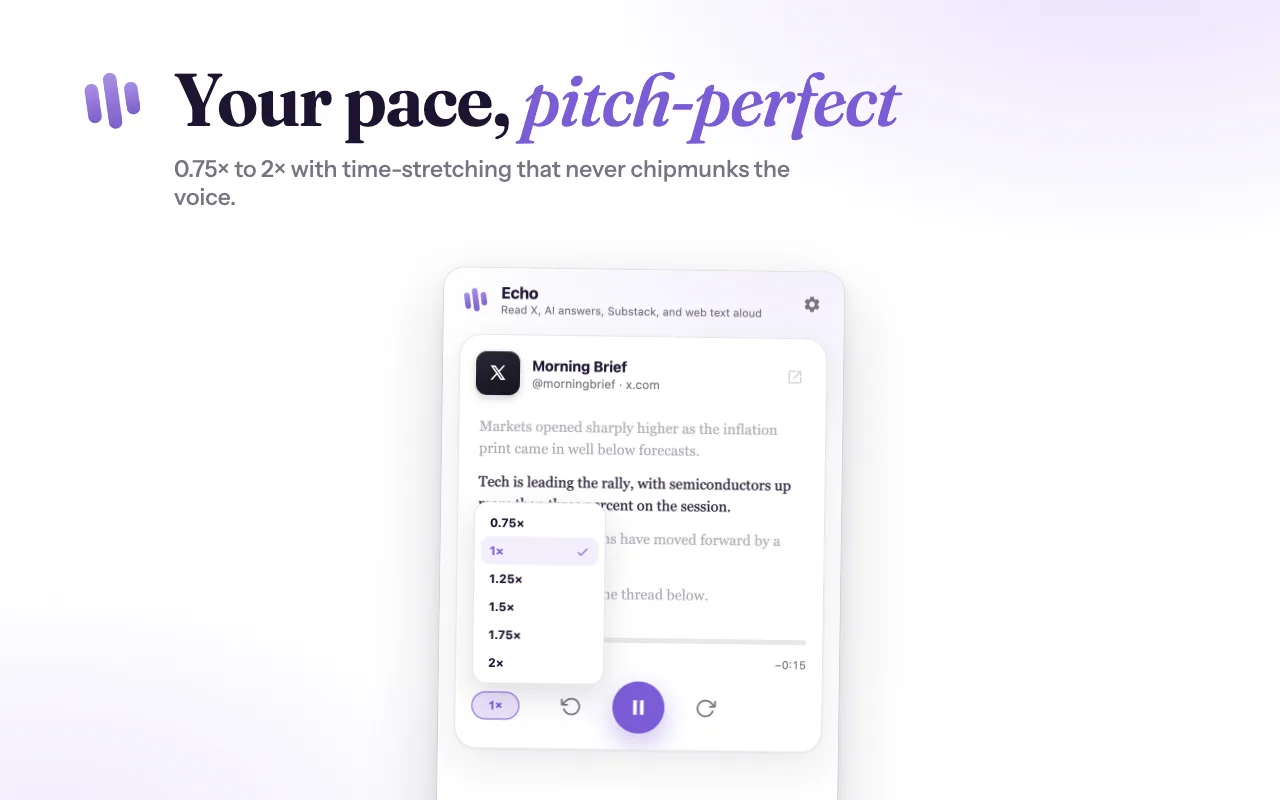 Echo side-panel player with speed control